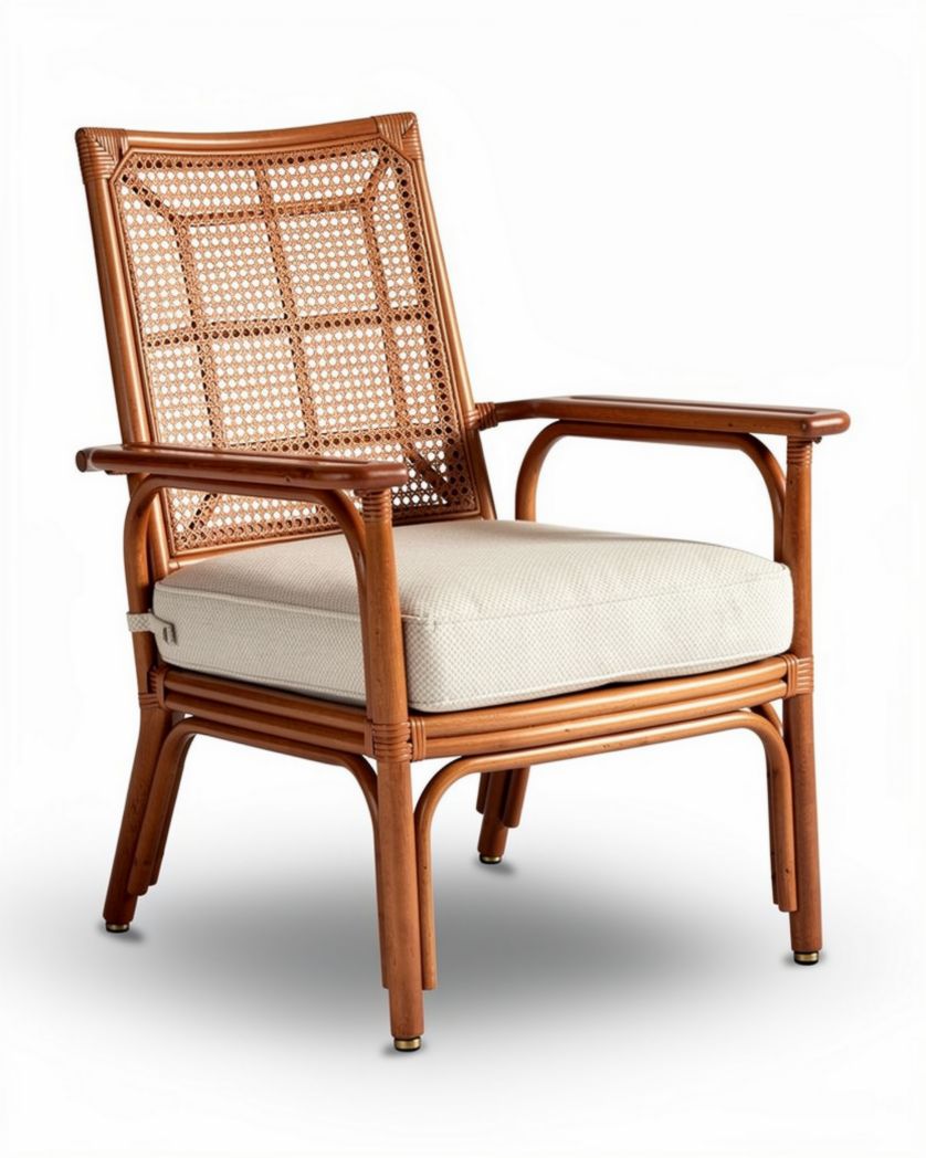 Chaise en rotin pour intérieur et extérieur avec coussin - 80 x 60 x 90cm