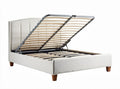 Lit avec rangement en tissu - espace de stockage optimisé - bois et métal - 200 x 160 x 30cm