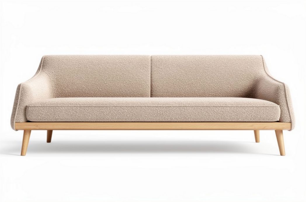 Canapé en tissu pour salon avec pieds en bois - 200 x 90 x 80cm